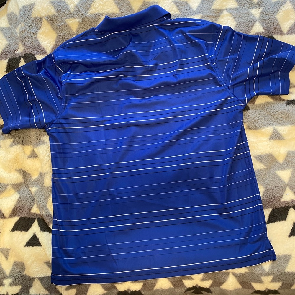 Grand Slam Golf Mens XL Royal Blue Striped Performance Short Sleeve Polo Shirt - Picture 2 of 4